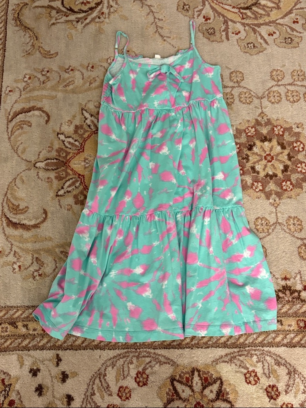 Crewcuts Aqua and Pink Tie-Dye Summer Dress